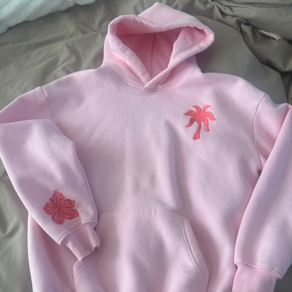 Pink Palm Puff Hoodie